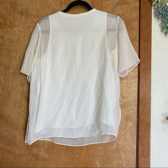 🍄 VINCE 100% Silk Sheer White Blouse Tank Top - Picture 7 of 9